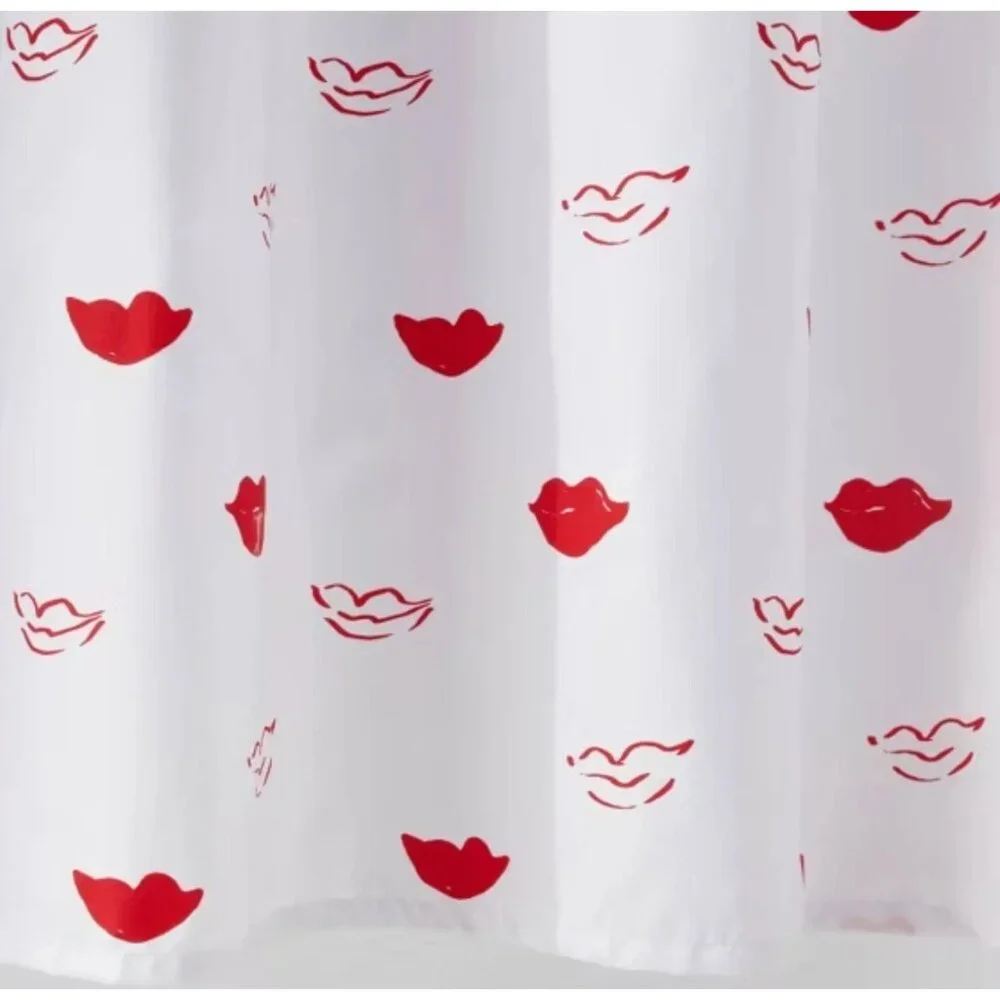Room Essentials Red Lips Shower Curtain RED LIPSTICK NEW